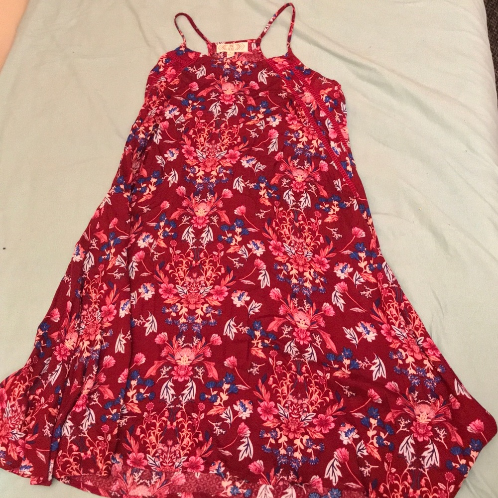Pink Rose Floral Print Dress
